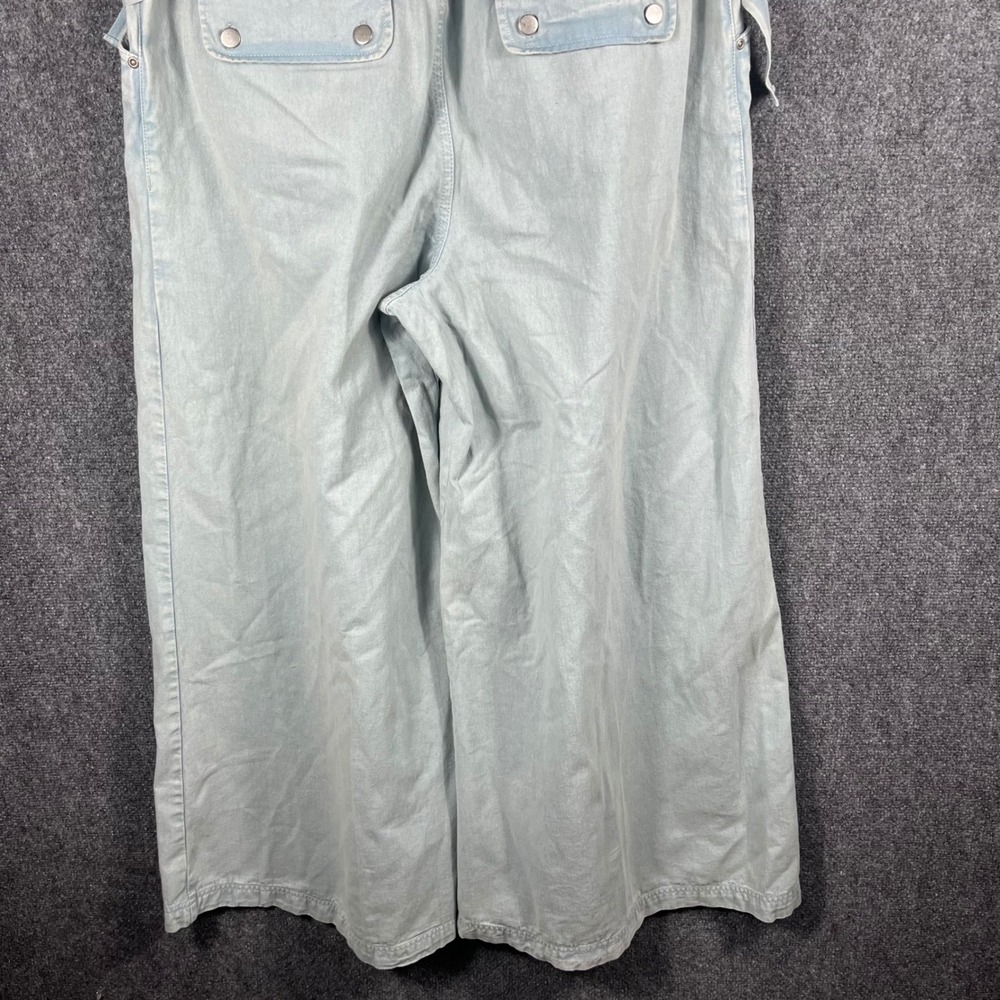 Free People Wide Leg Pants Women XL Light Wash Blue Cotton D-Ring OB2201452 - Picture 5 of 12
